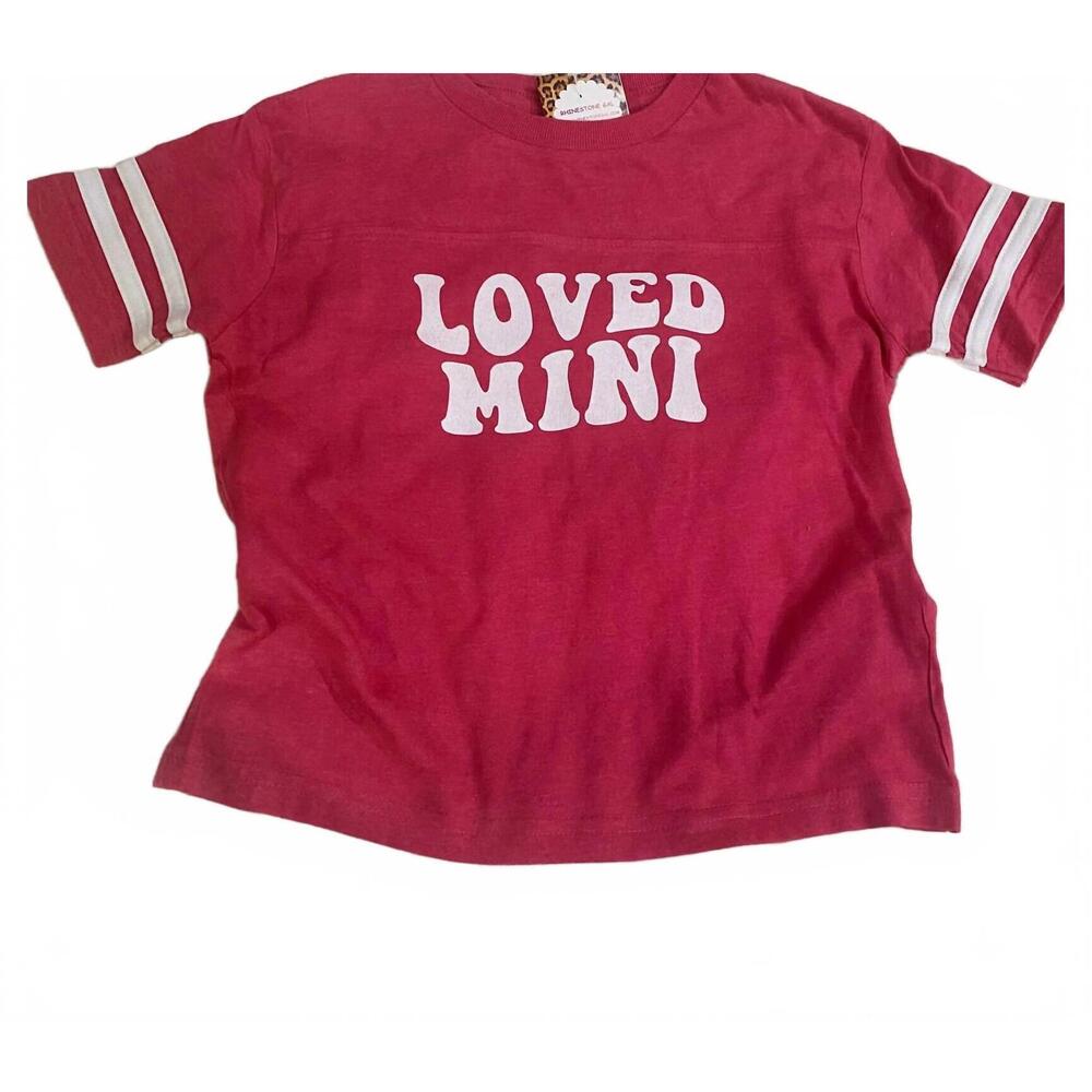 NEW AIER WHOLESALE girl's loved mini varsity tee in red